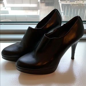 Black Stuart Weizman platform ankle boot.